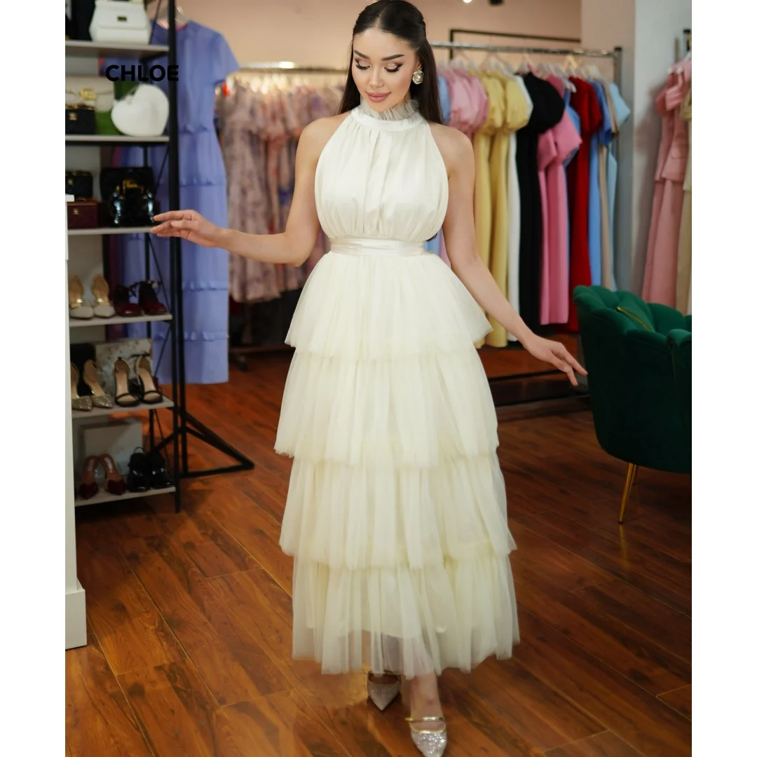 

Round Collar Long Prom Dresses Luxury 2025 Luxury Evening Dress Line A Luxurious Women's Evening Dresses for Special Occasions