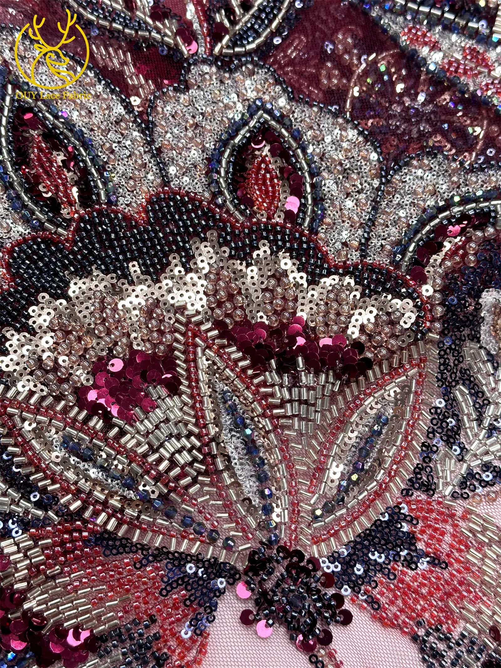 Nigerianischer schwerer Perlenstickerei-Blumen-Spitzenstoff 2026 – Französischer Pailletten-Perlen-Tüll-Spitzenstoff für Hochzeitskleider zum Nähen – Detail 19