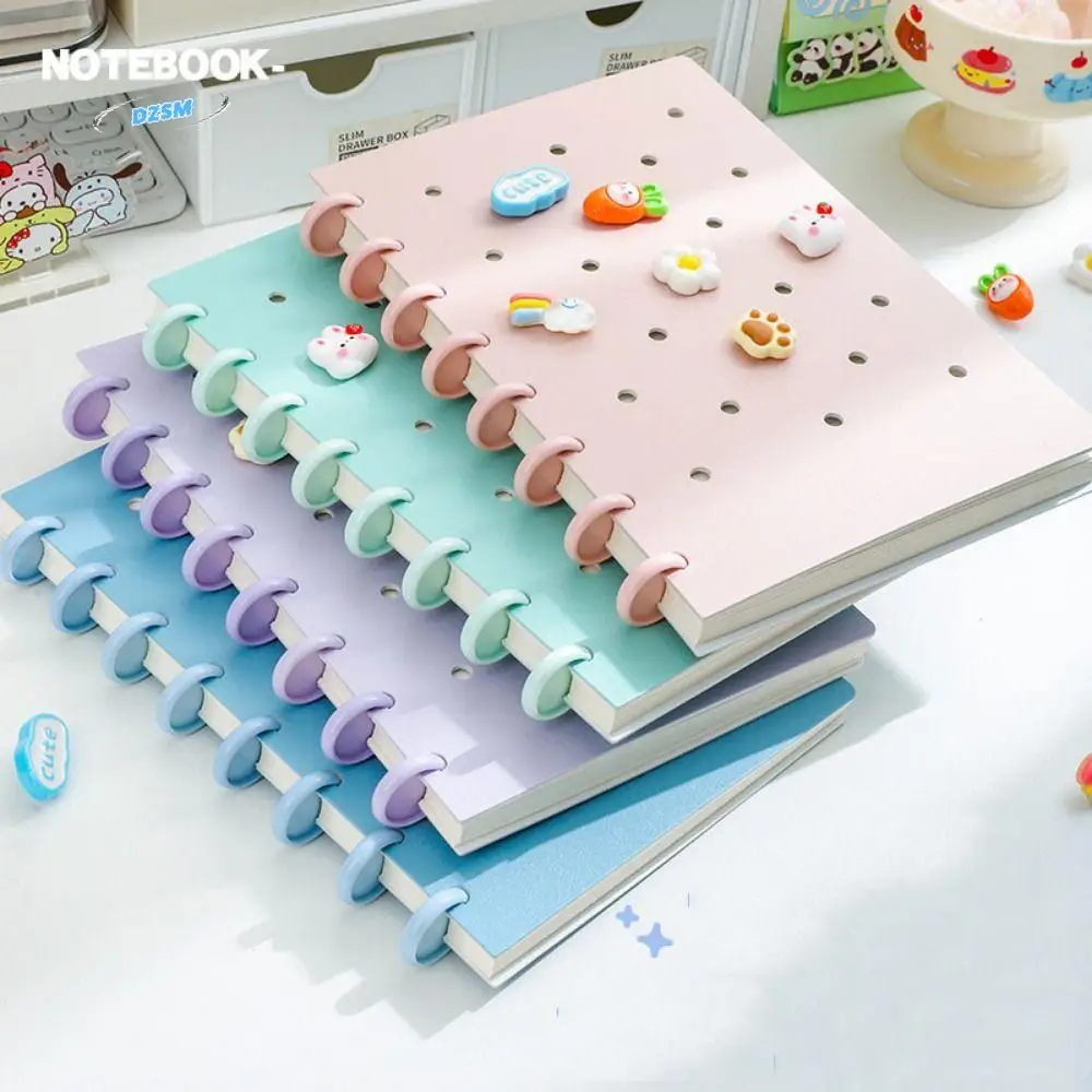 

Creative A5 Loose-Leaf Book Detachable Cartoon Mushroom Buckle Hole Notebook Mushroom Button Double Sides Detachable Notepad