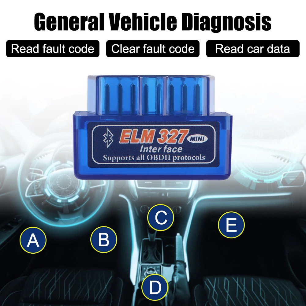 Lettore di codici Adattatore interfaccia OBD2 Scanner diagnostico per auto Rilevatore Bluetooth V1.5 per IOS/Android ELM327 Mini Dual Mode