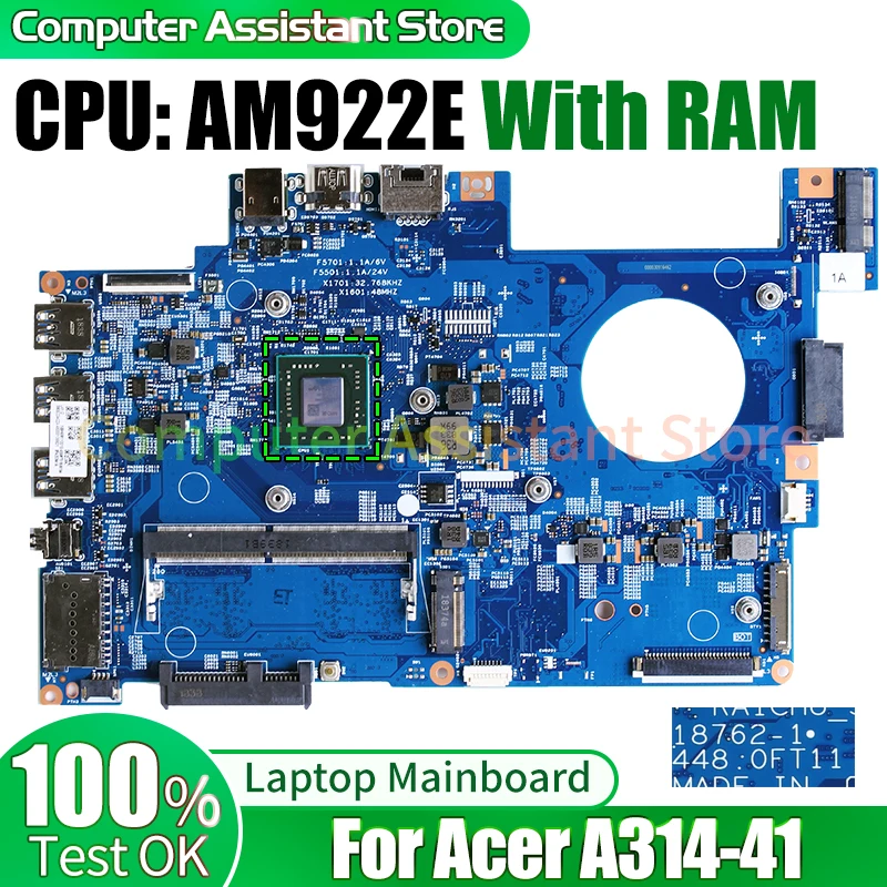 

Материнская плата для ноутбука ACER A314-41 18762-1 NBH6M11001 AM922E с материнской платой RAM Notebook