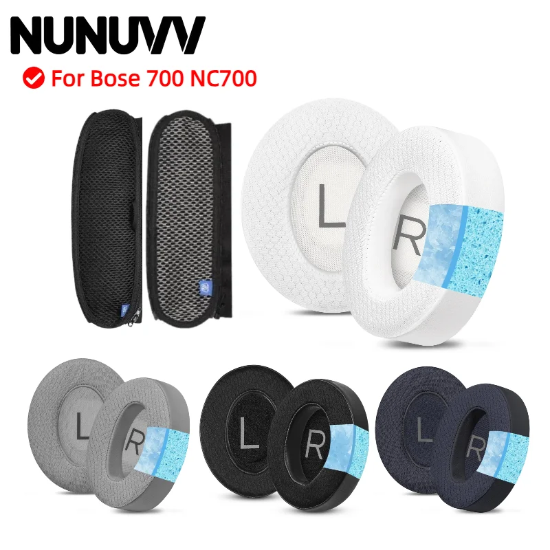 

NUNUVV Replacement Breathable Cushions & Detachable Zipper Protective Cover Cooling Gel Ear Pads For Bose 700 NC700 Headset