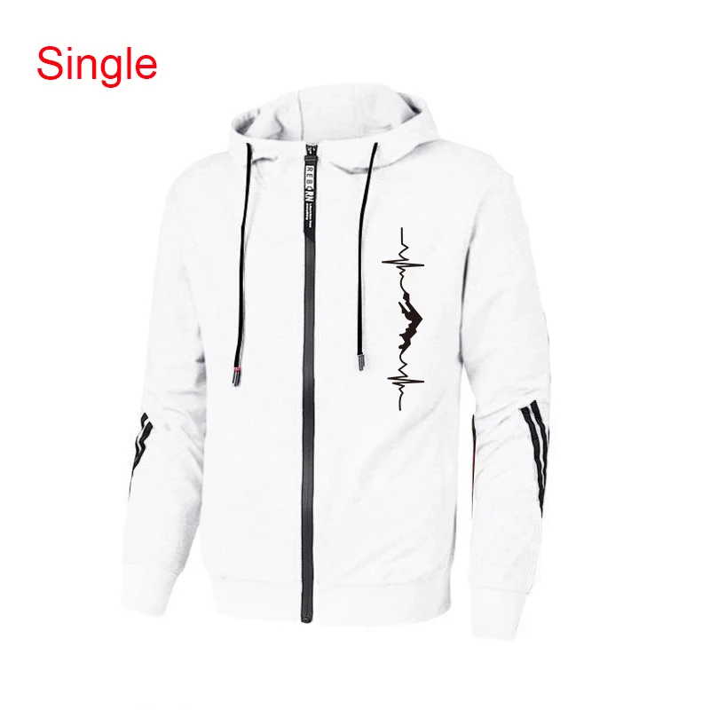 2024 Autumn Men\'s Clothing Printing Zipper Hooded Sweatshirts Slim Fit Black Sweatpants Casual Fitness Jogging Jacket Tracksuit