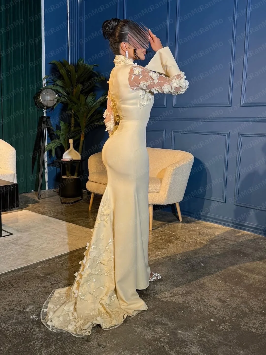 Ranmo Mooie Witte Zeemeermin Trompet Kapmouwtjes Trouwjurk Applique Vierkante Kraag Aangepaste Sweep Trein 2026 Nieuwe Avondjurk