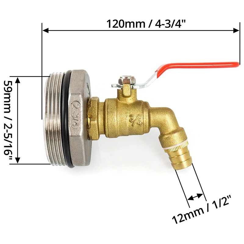 2 Inch Drum Faucet Brass Barrel Faucet With EPDM Gasket For 55 Gallon Drum