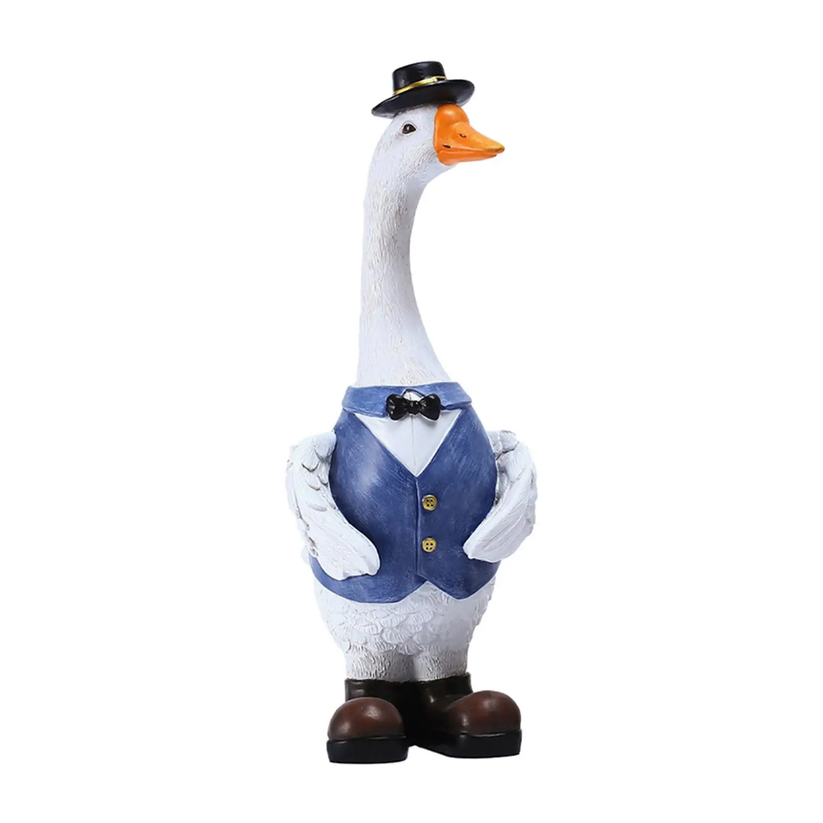 Goose Statue Resin Outdoor Garden Sculpture for Yard Decor Cute Bird Ornament with Hand Painted Face