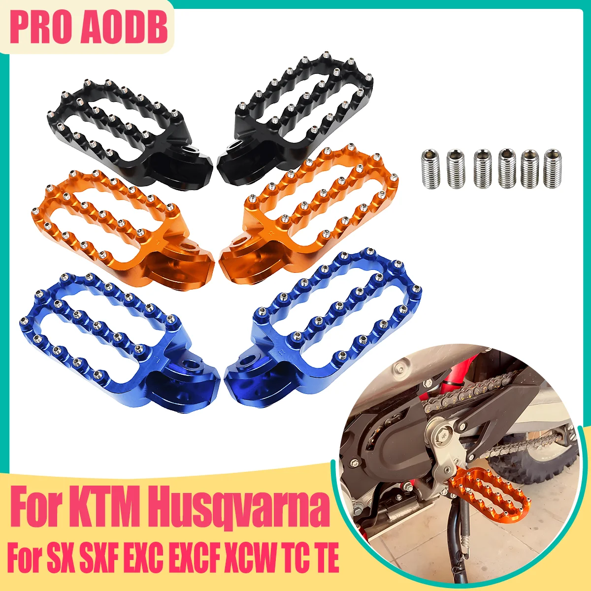 

For KTM Motocross CNC Lengthen Footrest Pedals Foot Peg 690-1290 Adventure SMC/R/S Supermoto SX EXC XCW XCF XC 65-530 2004-2023