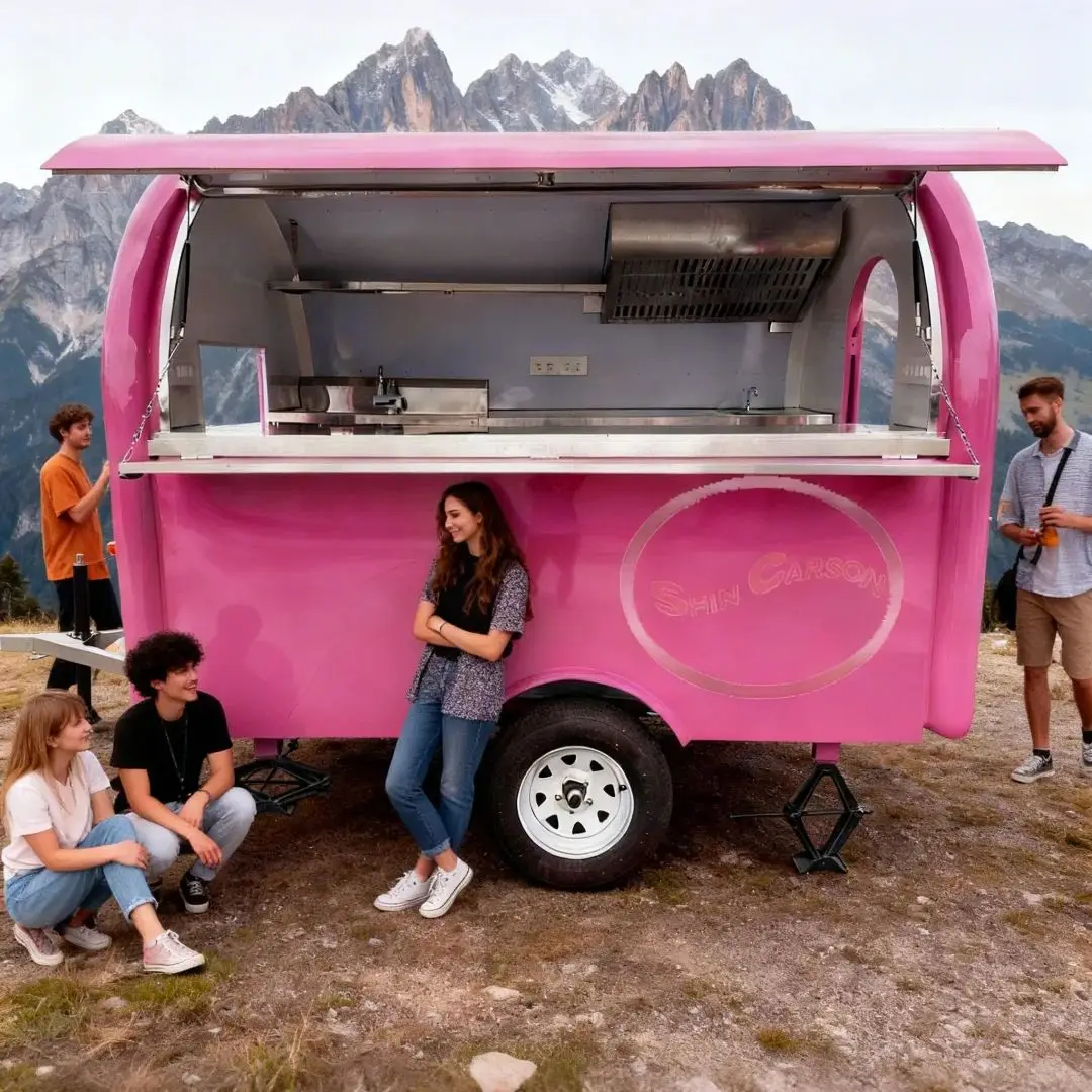 

Towable Food Cart Trailer Outdoor Night Market Snack Vending Vehicle Entrepreneurial Equipment Portable Catering Truck