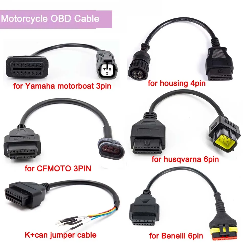 Motorcycle OBD2 For Ymaha motorboat 3pin /Benalli 6pin /CFMoto 3PIN /Husqvarna 6pin/Housing 4pin OBD2 K CAN Jumper Extend Cable