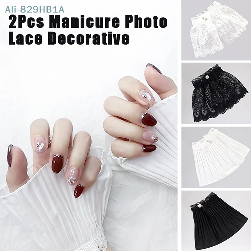 False Nails Shoot Pleated White Fake Removable Hand Sleeves Photography Background Fabric Popular Nail Decoration Ornaments Prop