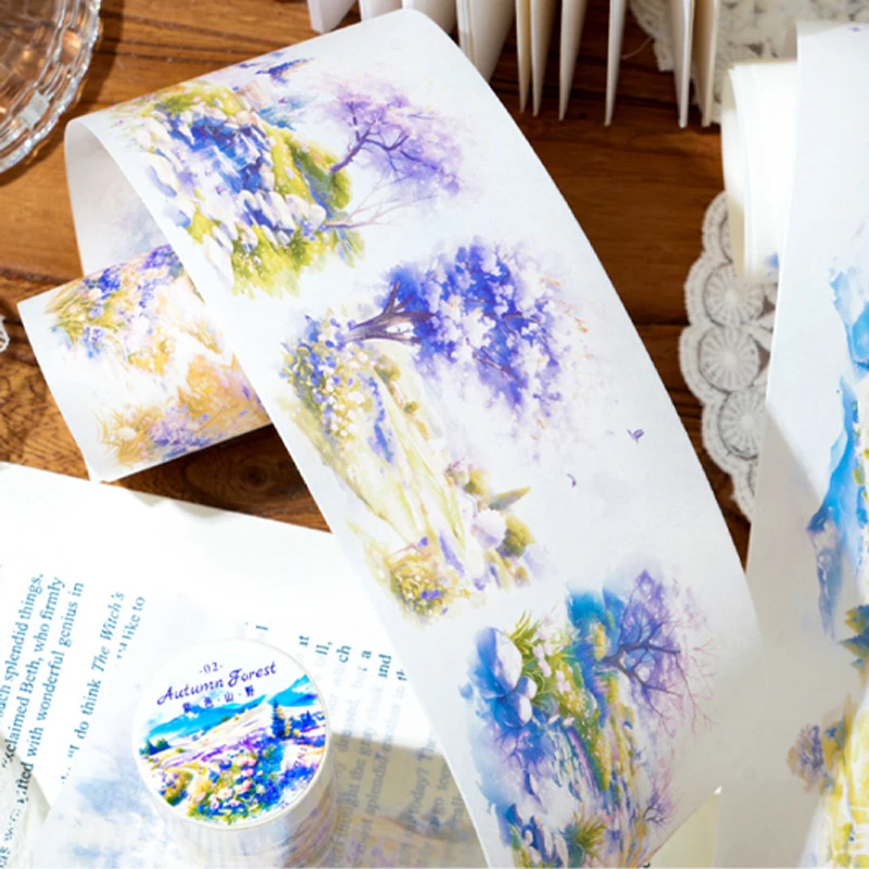 

Бумага 4 стиля, 1 рулон/пакет, тема горного леса, ландшафтный дизайн, длинная петля, лента Васи, сделай сам, украшение для справочника, наклейка, лента