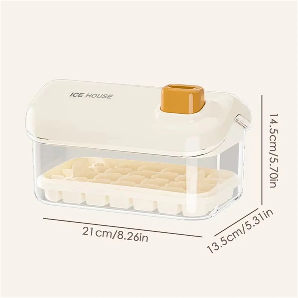 N14R Top Leak-Free Ice Cake Tray with Lid and Storage Bin - Food-Safe Silicone Tray for Freezer, Ideal for Coffee & Drinks
