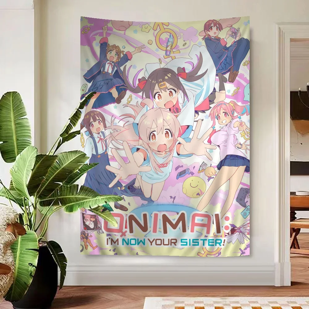 Onimai Vintage Anime Tapestry Hippie Flower Wall Carpets Dorm Decor Wall Hanging Home Decor