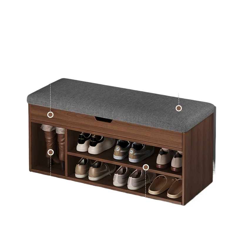Shoe Bench for Home Use Minimalist Entryway Seating Cushioned Long Shoe Stool Dustproof Storage Integrated Small Shoe Cabinet