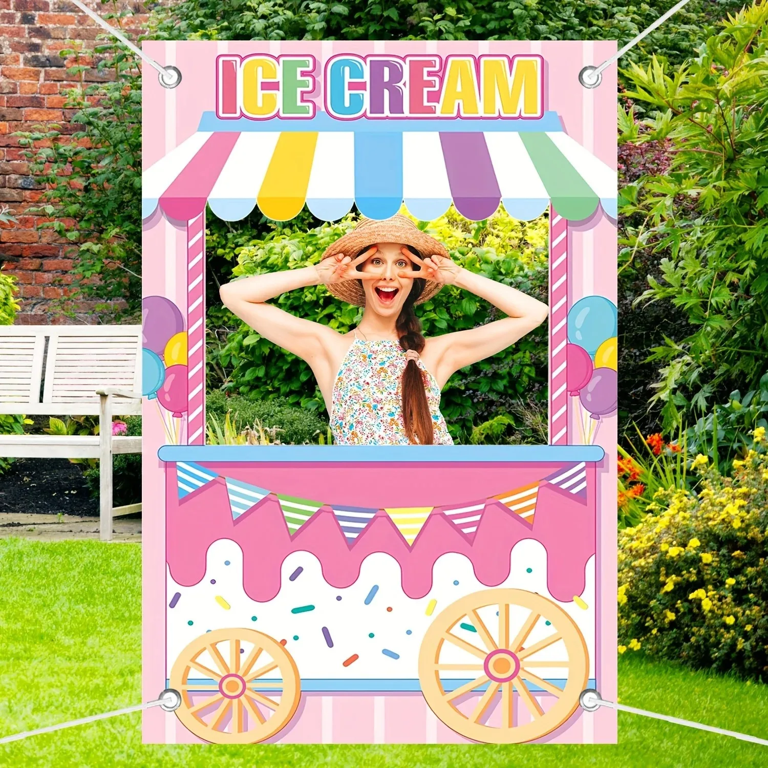 Sommer-Eiswagen Geburtstagsparty-Dekorationen Ausgestanztes Banner Foto-Dekorationshintergrund Geschenk – Detail 4