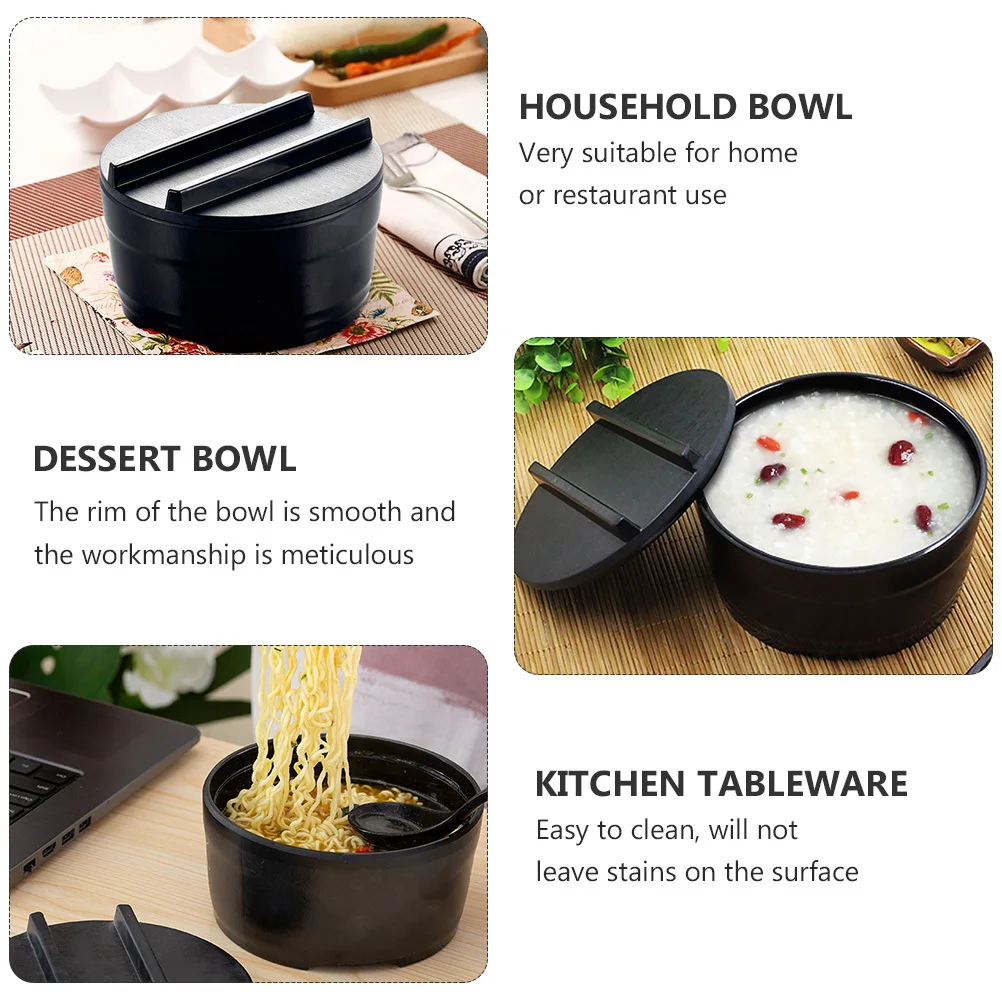 

1Pcs Black Melamine Bowl Multifunctional Salad Rice Noodle Soup Porridge Bowl for Home Restaurant Use Kitchen Tableware Smooth