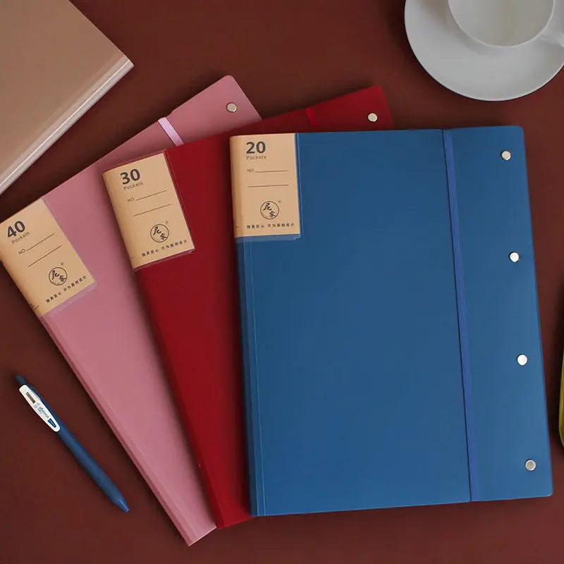 New A3 Display Book 20/30/40 Pages Transparent Insert Folder Document Storage Bag for Bank Campus File Office Workplace Student