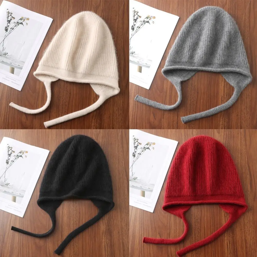 

Oversized Wool Women Knitted Hats Windproof Comfy Stretch Warm Cap Coldproof Ear Protection Winter Hat Keep Warm