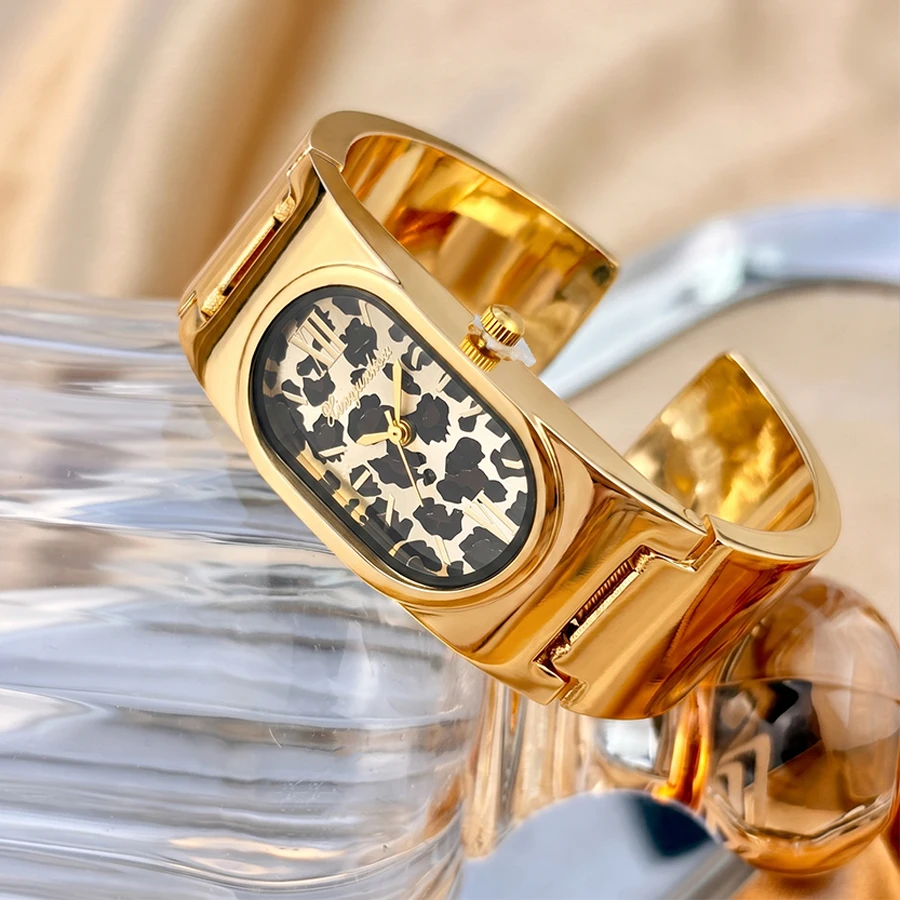 Vintage Watch for Ladies: Oval Dial Semi-Open Spring Bangle Retro Light Luxury Women's Wrist Watch view 6