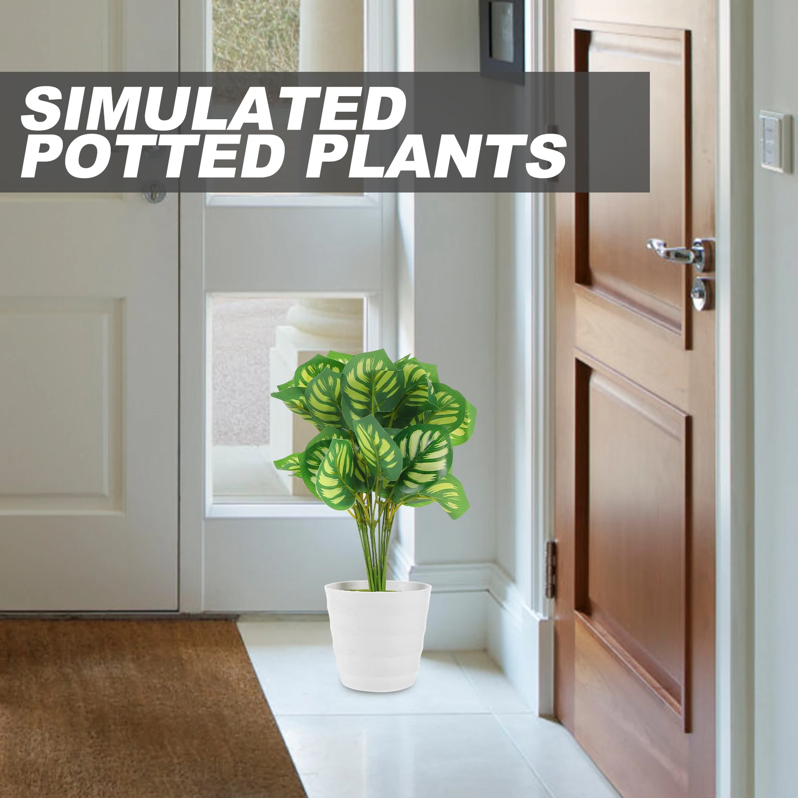 

Simulated Watermelon Leaf Potted Plant Artificial Realistic Bonsai Indoor Decor Plants Home Ornament Fake Green Desktop