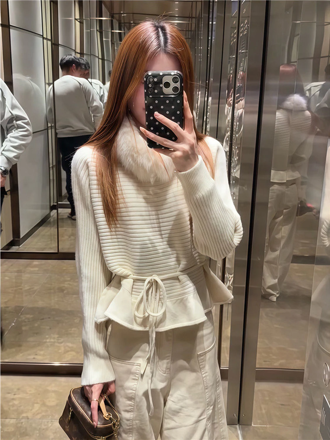 

Корейский вязаный свитер-батвинг для женщин, свободный, стройнящий, с цветочным узором, повседневный, удобный, теплый зимний топ