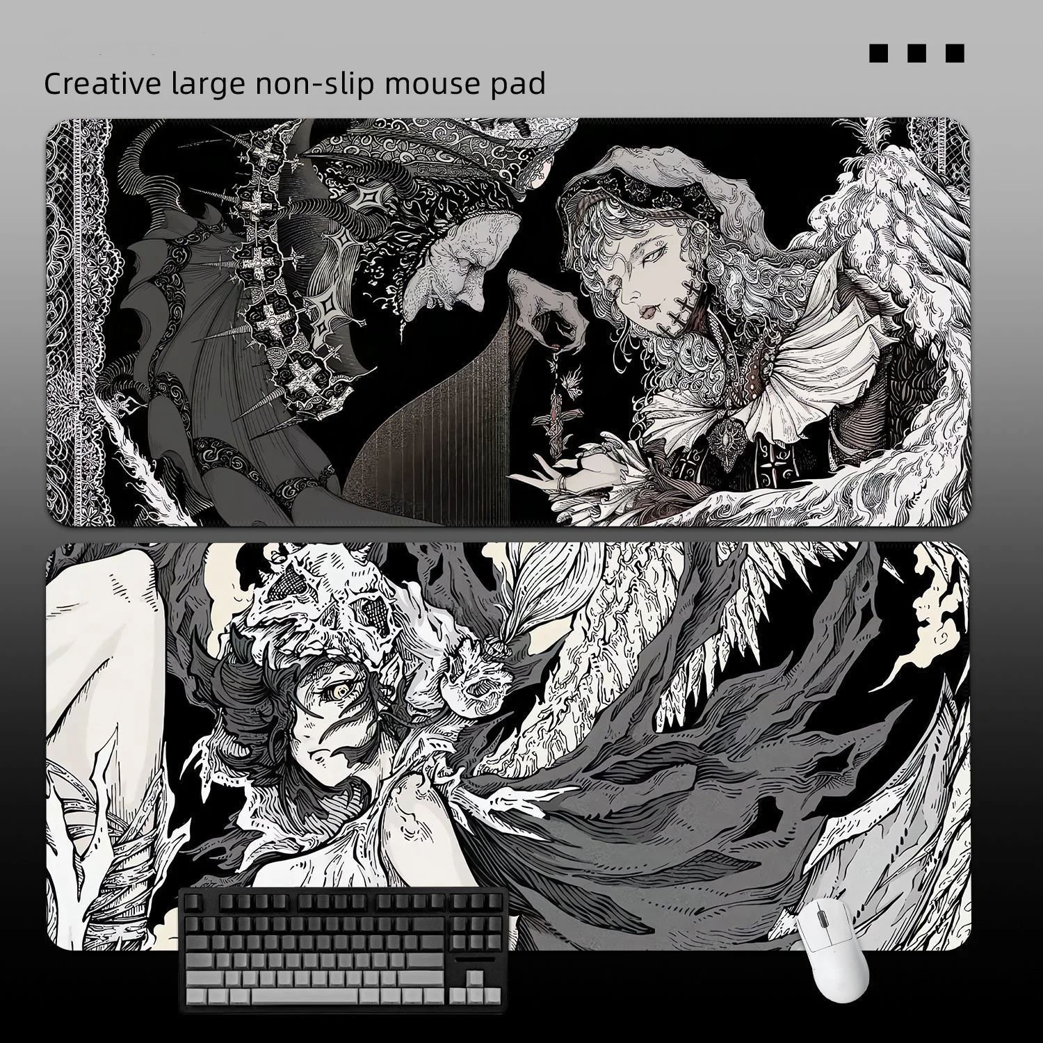 

Cool Black Angel Fairy Tale Rubber Desktop Mouse Pad Anti-Slip Durable Pc Accessories Laptop Study & Office Keyboard Desk Mat