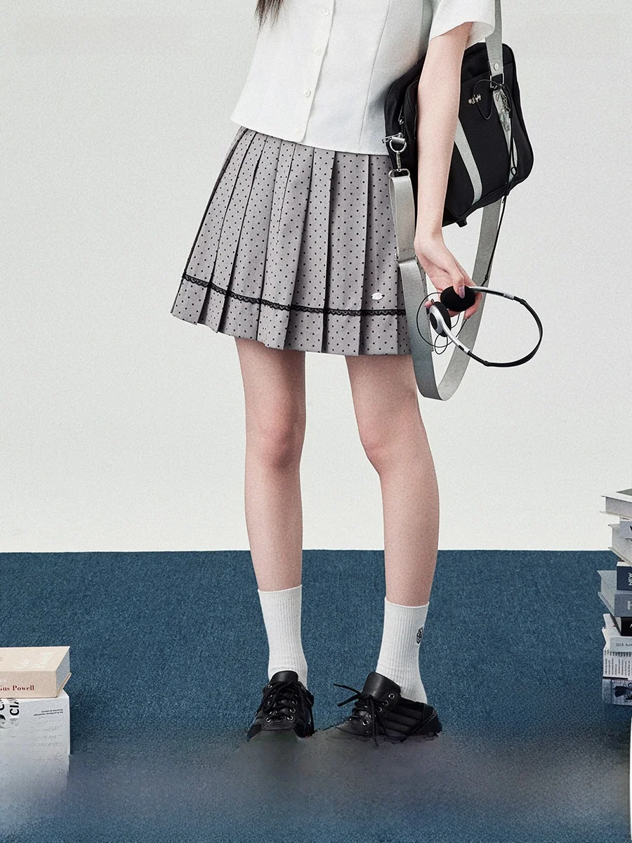 

New 2026 Polka Dot Pleated Skirt Student orm ort Skirt High Waist Stand Fit Daily Wear Travel Date Other