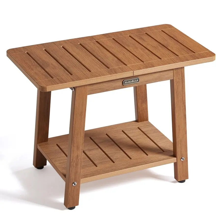 

Shower Bench Seat, Waterproof Poly Lumber Shower Stool, Bathroom Chair with Adjustable Feet, NonSlip, No Maintenance, Brown