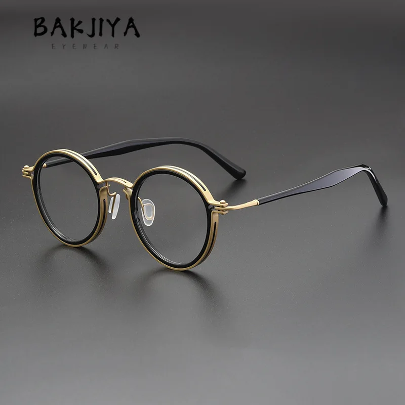 

Vintage Handmade Titanium Acetate Optical Glasses Frame High Quality Men Eyeglasses Frame Retro Round Full Rim Myopia Eyewear