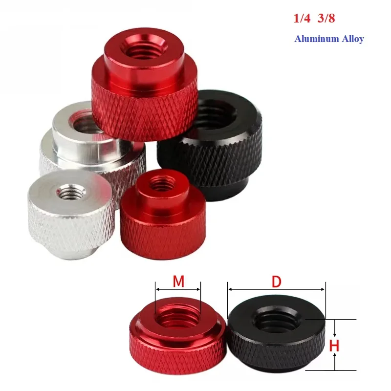 Knurled Thumb Nut 1/4 3/8 Blind/Through Hole Aluminum Alloy Hand Thread Nuts Inch Thin Type Hand Grip Knob Thumb Nuts
