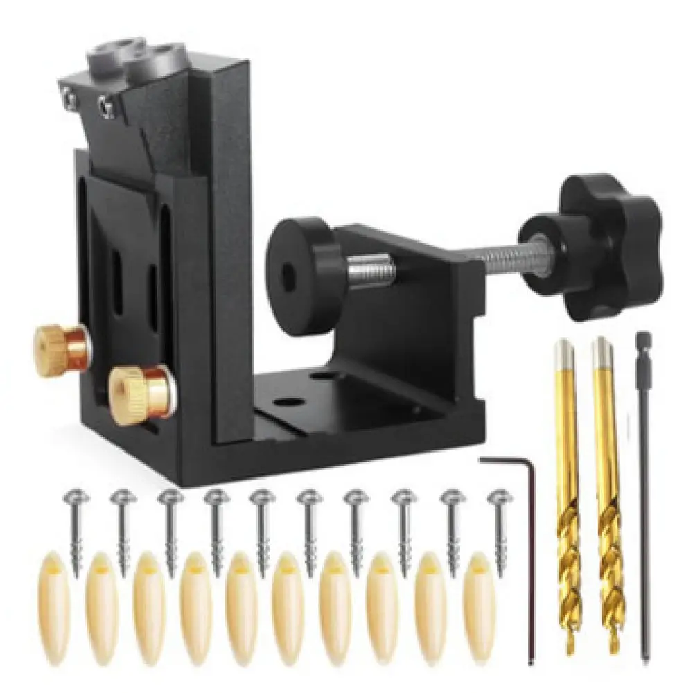 High Efficiency Pocket Hole Jig 9mm Drill Guide Positioner 15 Degree Angle Carpentry Tool For Woodworking Joint Project