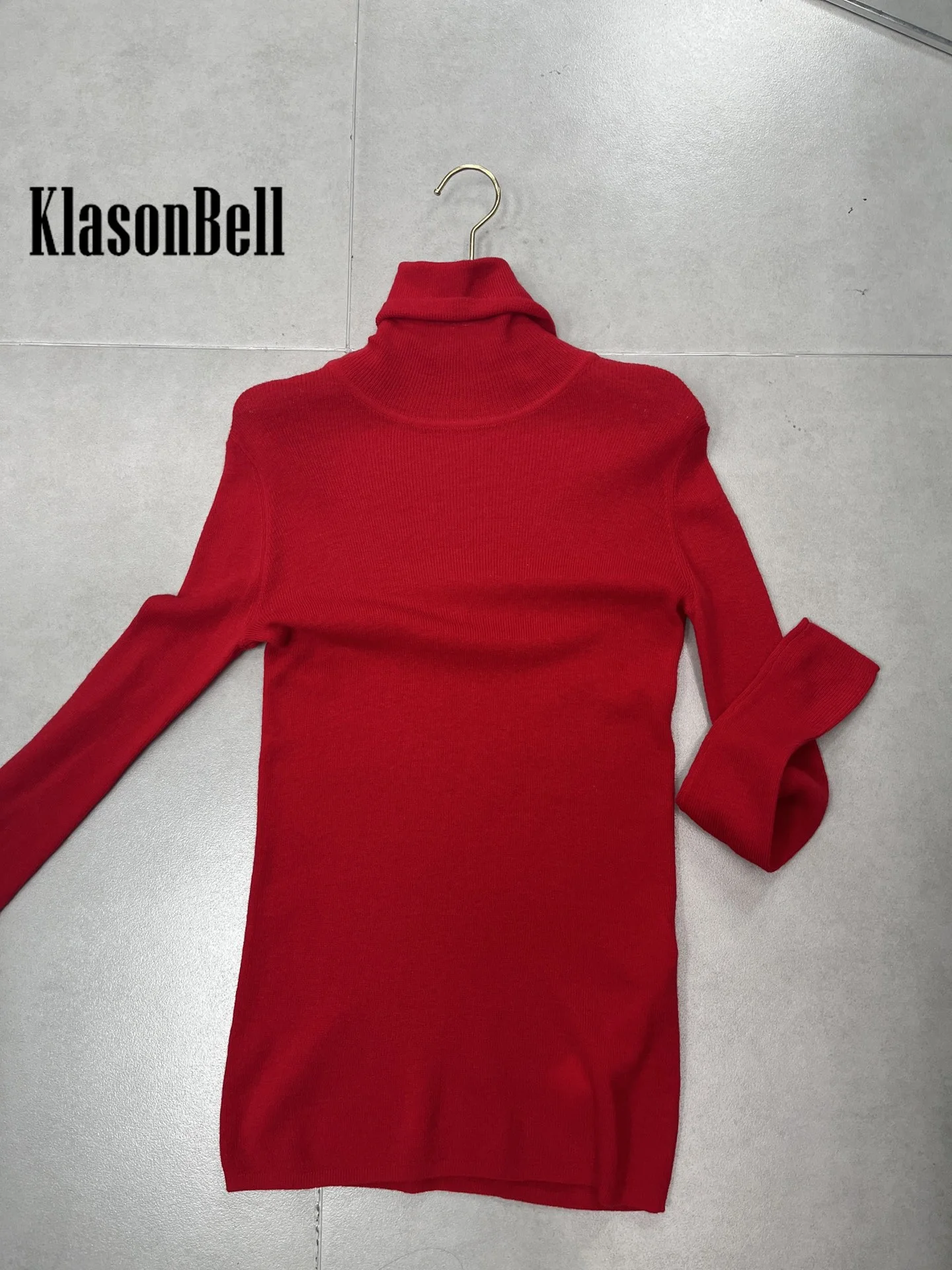 10.17 KlasonBell 100% Cashmere Knit Soft Fine Yarn Turtleneck Pullover Sweater Fashion Comfortable Subcoating Knitwear Women