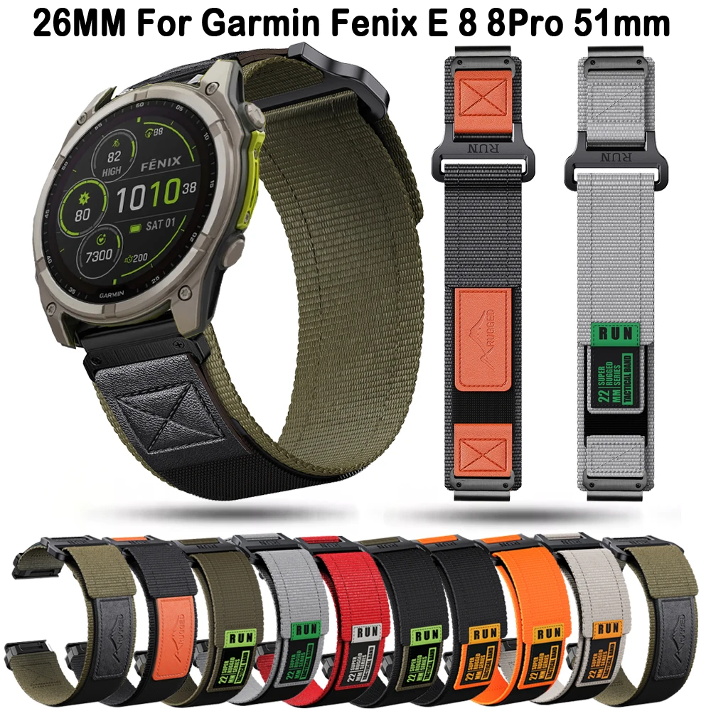 

26mm Quickfit Nylon Strap For Garmin Watch Fenix E 8 Pro 7X 6X 7 6 Pro 5X 5Plus Quatix 7X 8 Epix Pro Gen 2 Enduro 3 2 Watchband