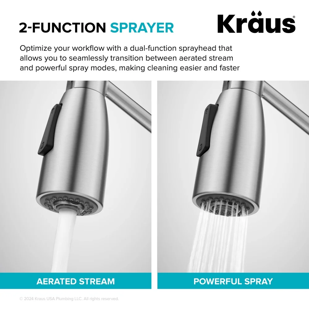 Commercial Style Pull-Down Kitchen Faucet Spot-Free Stainless Steel Single Handle 360 Degree Swivel Sprayhead Easy Installation