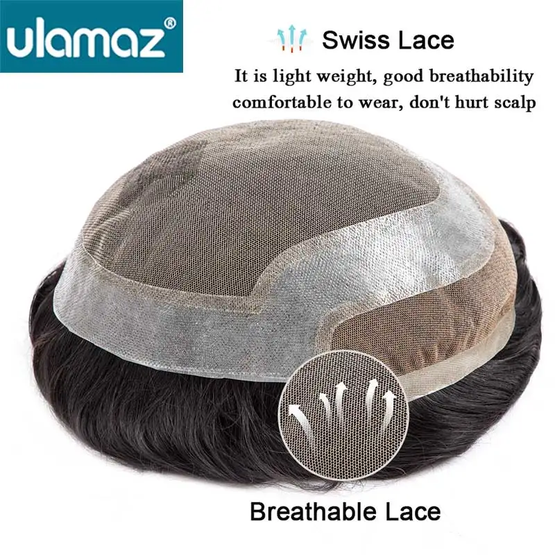 

Мужской парик-система из швейцарского кружевного материала с двойным узлом, из натуральных человеческих волос, с кружевной и полиуретановой основой, для мужчин