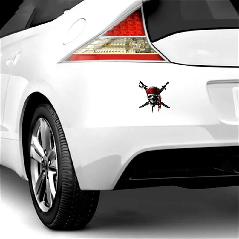 JP calcomanía decorativa para coche, cubierta de calavera pirata para motocicleta, cuchillo de hueso, accesorios creativos, pegatina impermeable con