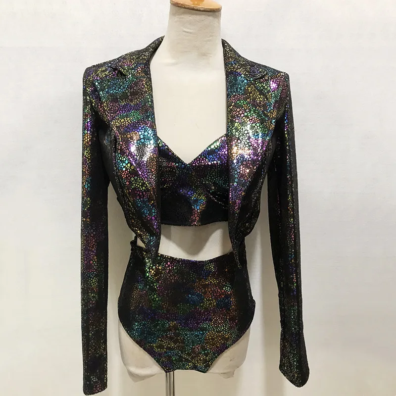 

Fantasy Laser Blazer 3 Piece Suit Bar Nightclub Women Singer Dancer Stage Performance Dance Costume Concert Party Rave Outfits