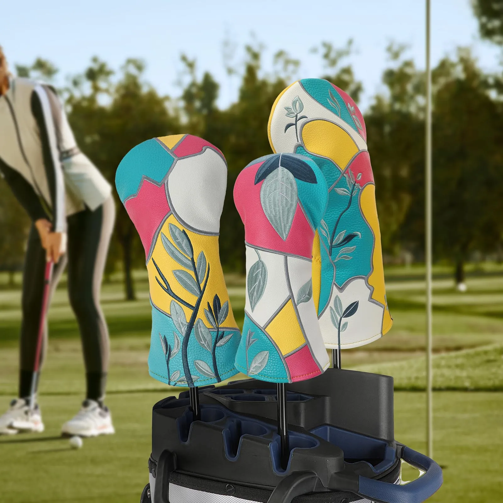 Creative Cartoon Embroidered Number Print Golf Wood Headcover Protective Accessory