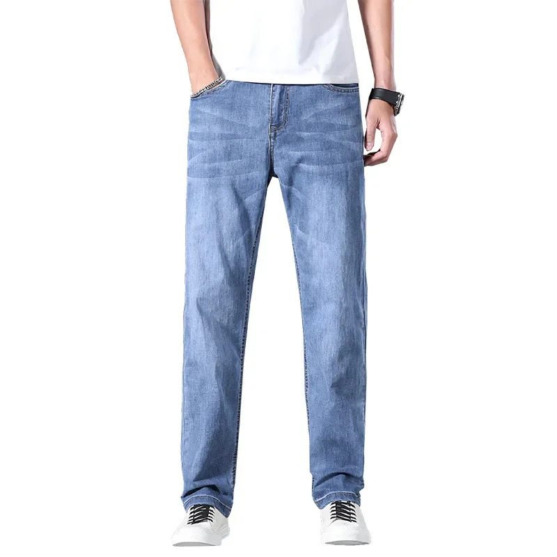 

Summer Jeans Men Straight Leg Youth Baggy Plus Size Pants New Casual Pants Trend Men Adult Gentleman Comfortable Fallow Clothes