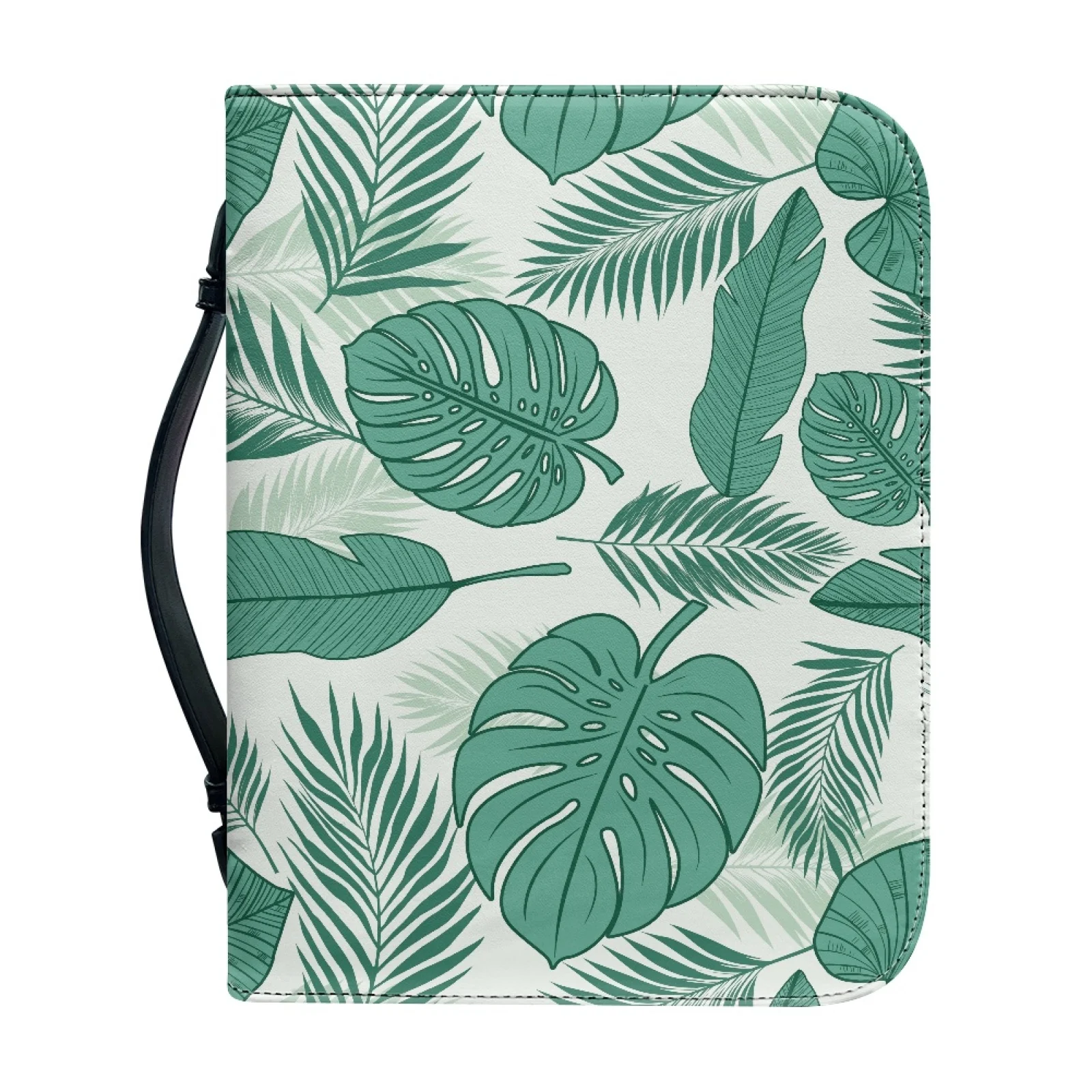 PENSTROLL Tropical Foliage Print 2026 Collection Zippered Pockets Bible Covers for Prayer PU Leather Church Bible Bag