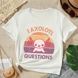 Girl Clothes Cartoon Axolotl Print Creative T-Shirts Crew Neck Children's Clothing Comfy Tops Short Sleeve Children Clothes Girl