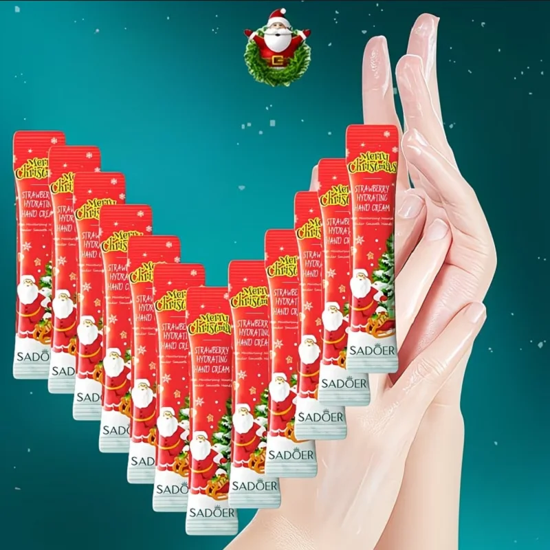20Pcs/Box Strawberry Christmas Hand Cream, Compact And Portable, Moisturizing For Autumn And Winter, Suitable For Travel