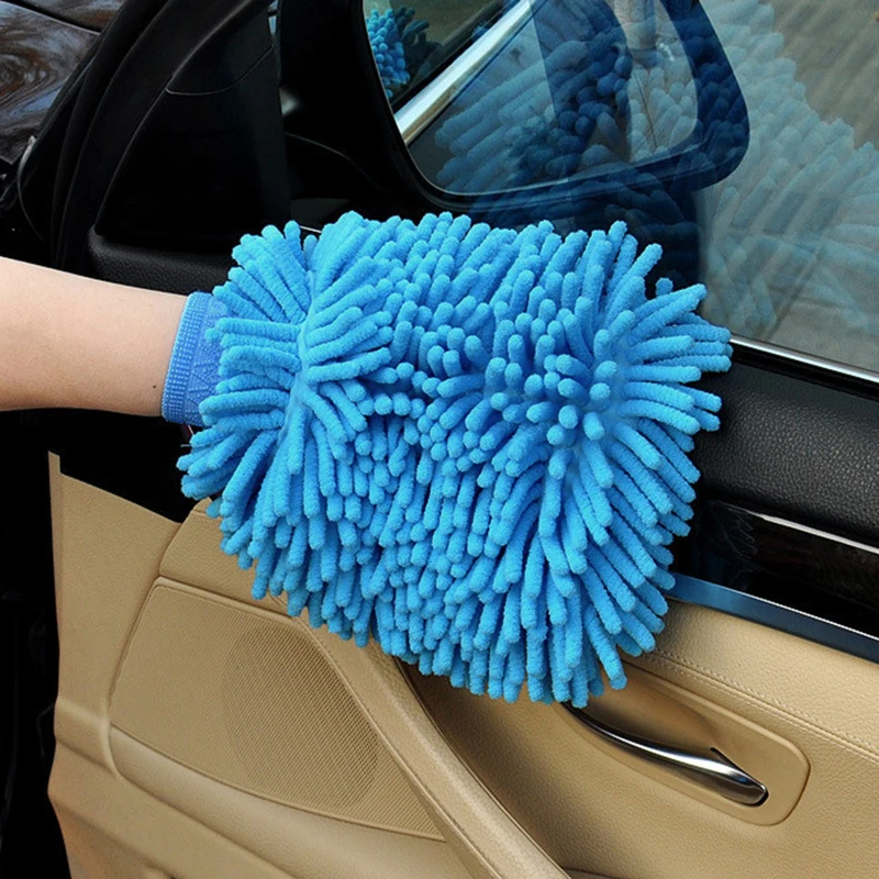 Large Size Car Wash Gloves Coral Fleece Thickened Double Sided Car Supplies Multi-function Cleaning Tool Car Acessories