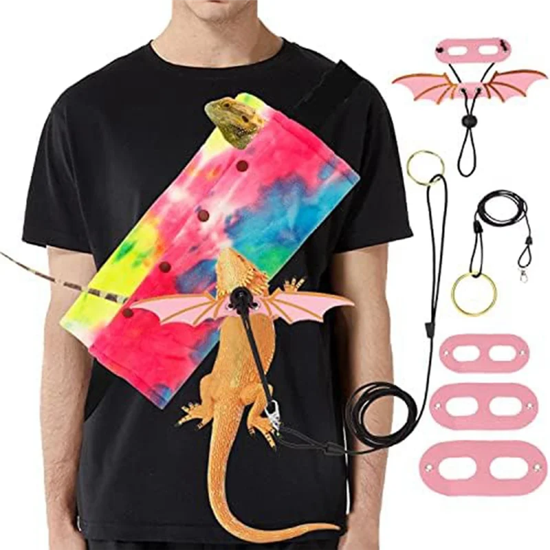 Torba transportowa dla jaszczurek i innych gadów, z linką do przewlekania, idealna na podróże, spacery i odpoczynki na zewnątrz, różowa.