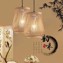 Modern Chinese Style Hand-woven Bamboo Chandelier Creative Tea Room Living Room Showroom Artistic Bamboo and Rattan Lamps