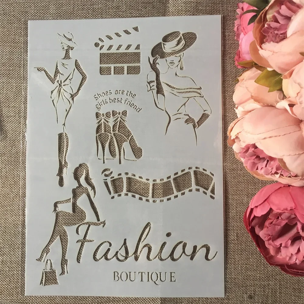 Stencils decorativos para scrapbook, tamanho a4, diy, diy, diy, pintura, coloração, gravação, álbum, 4 pcs/set