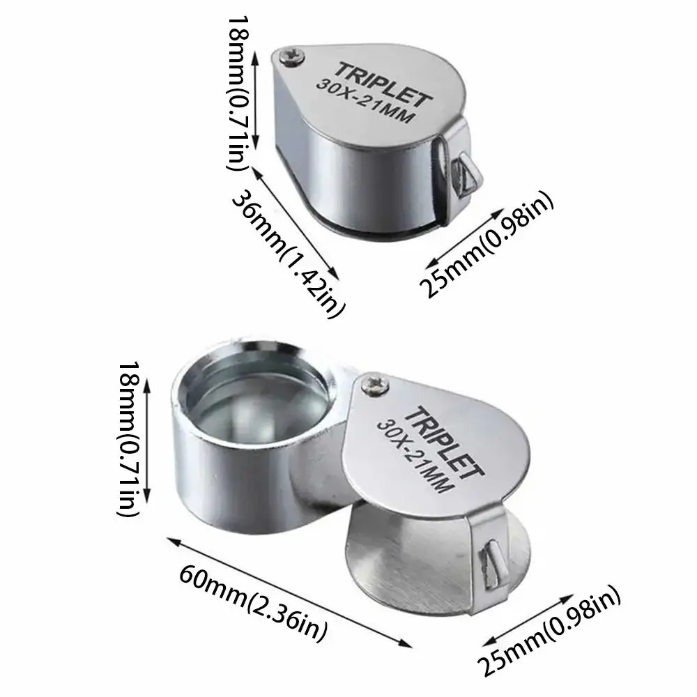 Mini 10-30X Pocket Loupe Folding Metal Jewelry Magnifying Glass Antique Jade Coin Identification Multifunctional