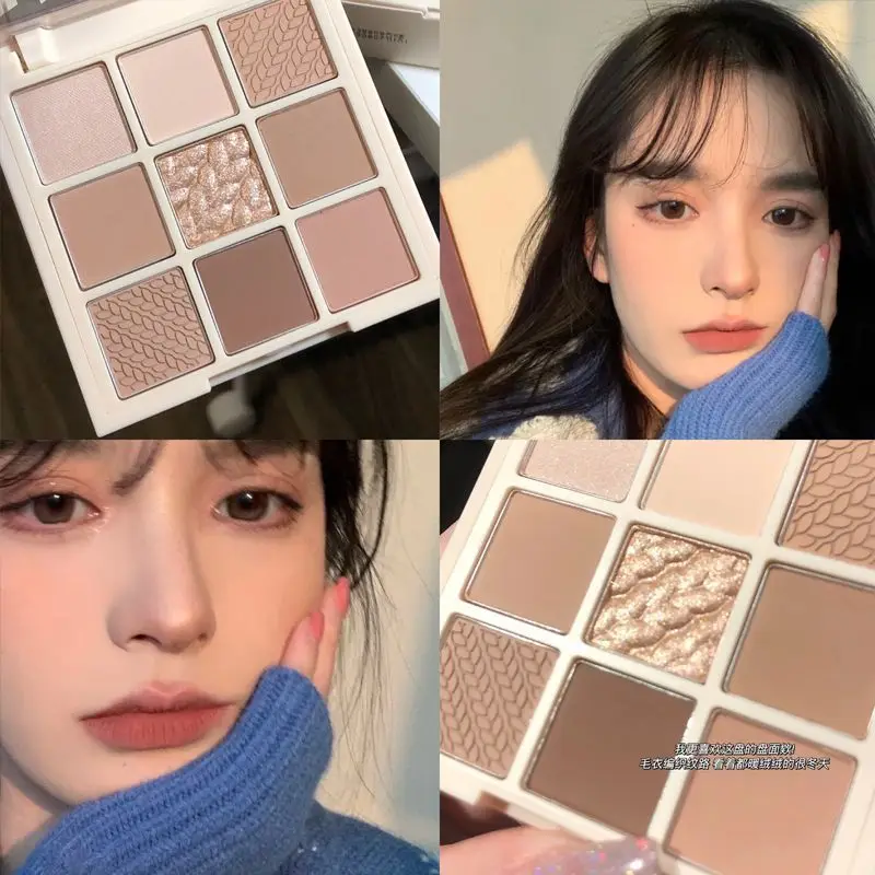 

New Button Eyeshadow Palette 9 Colors Low Saturation Deep Oat Earth Pearl Matte for Daily Office Essential