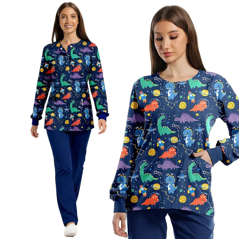 

Women Men's Coat Multi Colored Frosted Nurse Short Work Sleeved Top Care Women's Dental Care Frosted Medical Surgery