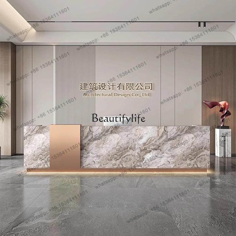 

D30Simple Modern Imitation Marble Stainless Steel Bar Company Hotel Clubhouse Coffee Shop checkout page